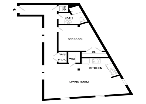 Spark Floor Plan | 688 Sq. Ft. at Mayton Transfer Lofts, Petersburg, VA